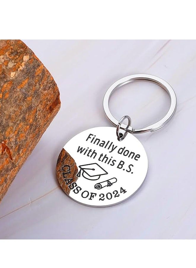Muyixin 2024 Graduation Keychain Gifts for Her Him - Finally done with this B.S - Image 1