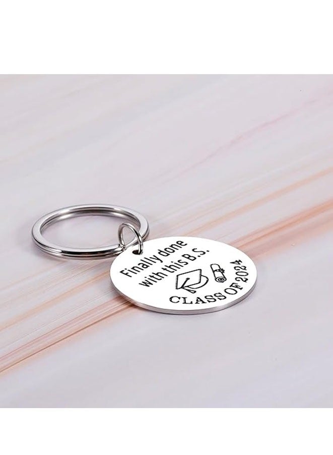 Muyixin 2024 Graduation Keychain Gifts for Her Him - Finally done with this B.S - Image 2