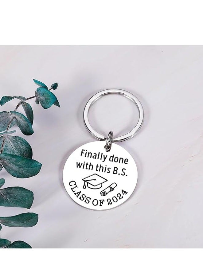 Muyixin 2024 Graduation Keychain Gifts for Her Him - Finally done with this B.S - Image 3