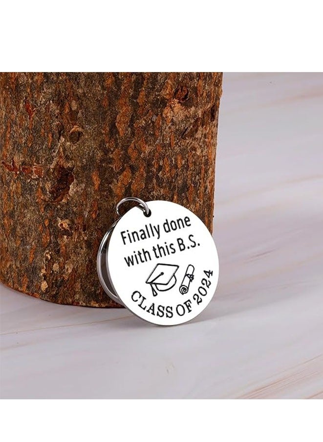 Muyixin 2024 Graduation Keychain Gifts for Her Him - Finally done with this B.S - Image 5