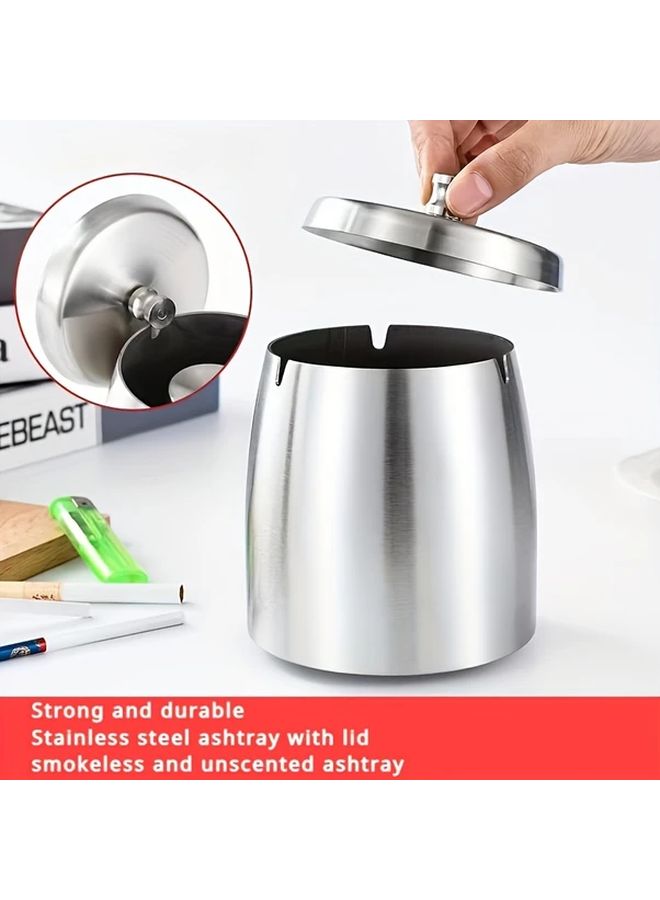 Black Stainless Steel Ashtrays 2 Pcs Set for Living Room Bedroom Hotel - Image 3