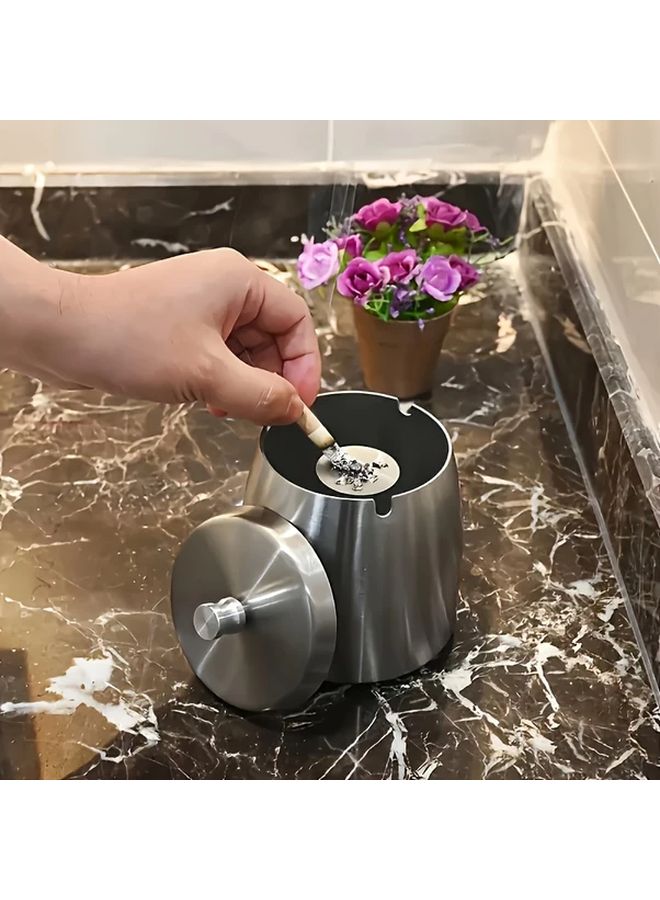 Black Stainless Steel Ashtrays 2 Pcs Set for Living Room Bedroom Hotel - Image 5