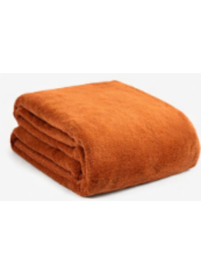 Fleece Throw Blanket 150x200 cm | Soft Lightweight Warm Plush Microfiber Blanket | All Season Bed & Sofa Blanket | Burnt Orange - Image 1