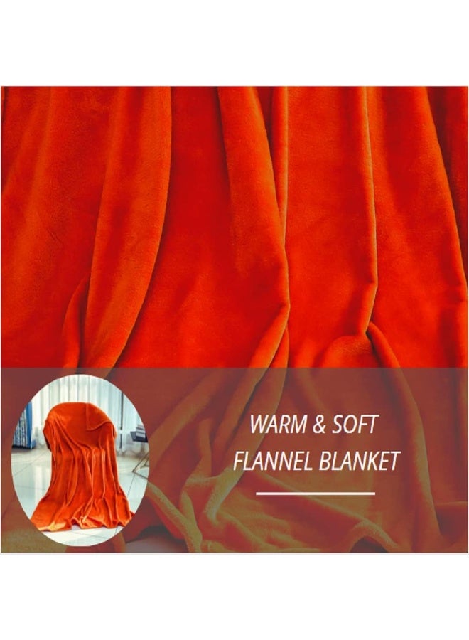 Fleece Throw Blanket 150x200 cm | Soft Lightweight Warm Plush Microfiber Blanket | All Season Bed & Sofa Blanket | Burnt Orange - Image 5