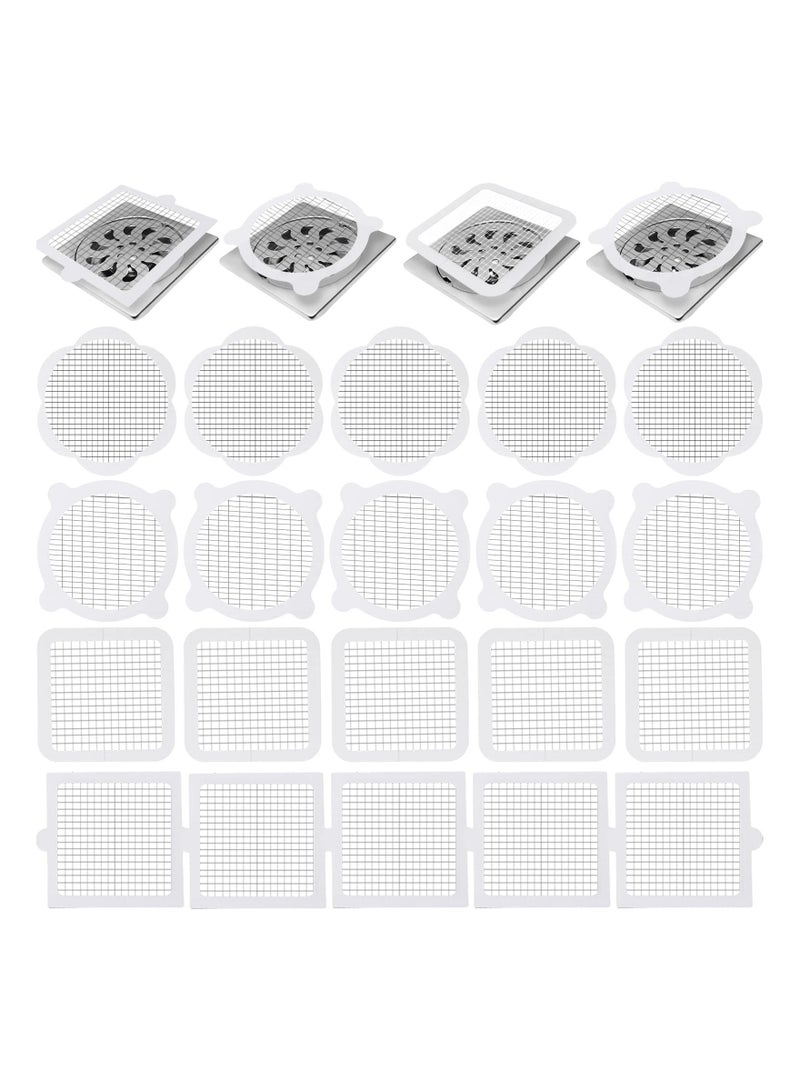 Bathroom Drain Mesh Drain Cover, Hair Catcher, Anti-clogging Disposable Floor Drain Sticker for Bathroom Bathroom Hair, Sewer Kitchen Filter Floor Drain Cover (20pcs) - Image 1