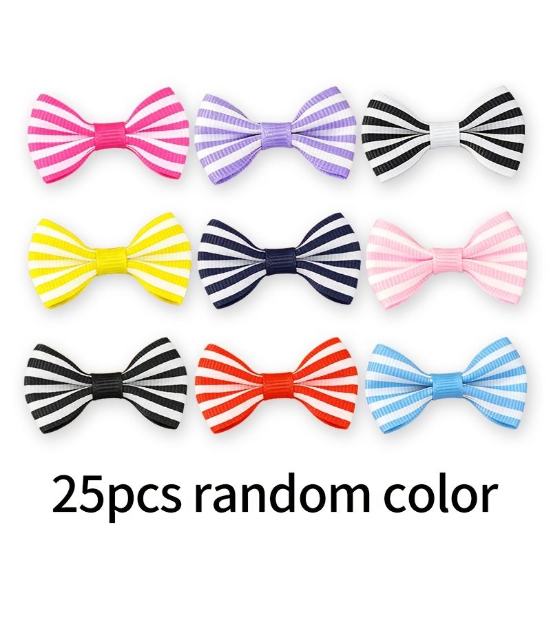 Navy Blue Striped Satin Ribbon Bows 25pcs for Gift Packaging Handicrafts Holiday Decorations Weddings Hair Additions - Image 5