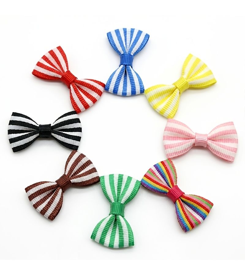 Navy Blue Striped Satin Ribbon Bows 25pcs for Gift Packaging Handicrafts Holiday Decorations Weddings Hair Additions - Image 2
