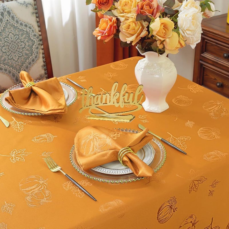 MATIRUG Thanksgiving FallNapkins Square 20x20 Inches Set of 4 Pumpkin Damsk Waterproof Washable Dinner Table Napkins for Autumn Harvest Party Banquet DinningHoney - Image 3