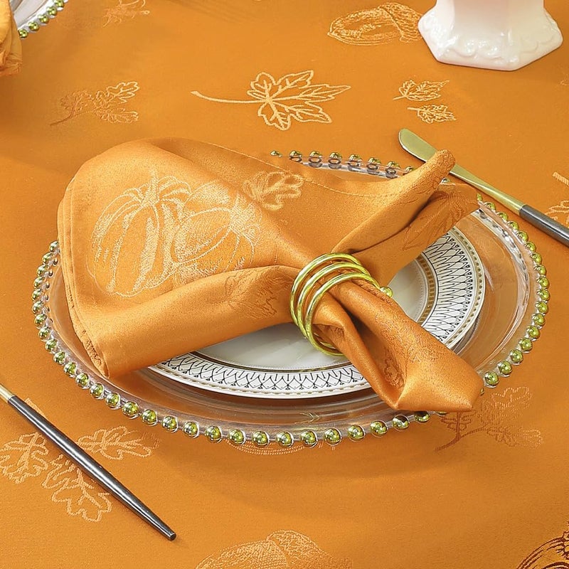 MATIRUG Thanksgiving FallNapkins Square 20x20 Inches Set of 4 Pumpkin Damsk Waterproof Washable Dinner Table Napkins for Autumn Harvest Party Banquet DinningHoney - Image 1