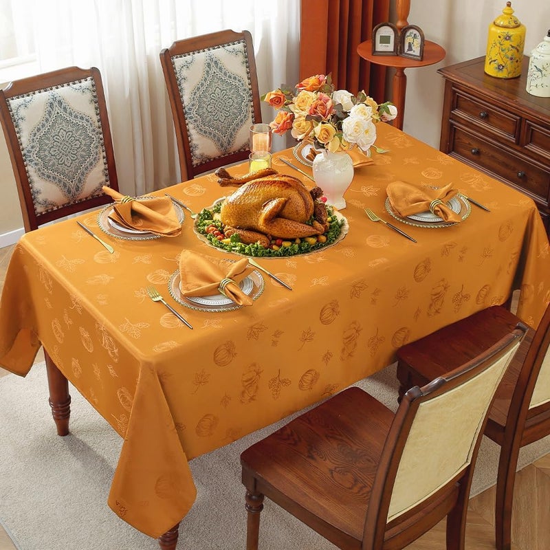 MATIRUG Thanksgiving FallNapkins Square 20x20 Inches Set of 4 Pumpkin Damsk Waterproof Washable Dinner Table Napkins for Autumn Harvest Party Banquet DinningHoney - Image 2