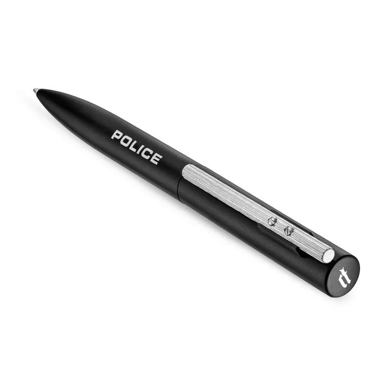 Police Black Stainless Steel Blue Ink Ballpoint Pen for Men
