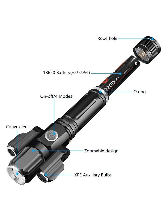 Adjustable Head Torch Flashlight Rechargeable 3 Headed 3 in 1 Movable Torch Torch (Black) - Image 4