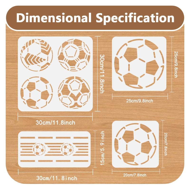DOODLREAM 7Pcs Small Medium Large Soccer Ball Wall Stencil Templates Plastic Reusable Art Stencils for Painting on Wall Floor Wood Fabric Furniture Glass - Image 2