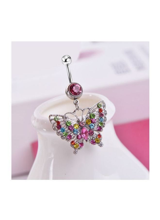 NIBEMINENT - Stainless Steel Butterfly Dangle Belly Ring - Image 1