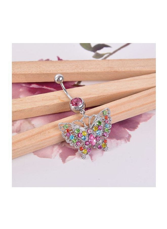 NIBEMINENT - Stainless Steel Butterfly Dangle Belly Ring - Image 1