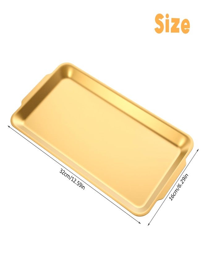 mekueeex 3Pcs Stainless Steel Food Gold Serving Tray, 12.6" Rectangular Serving Platters Multipurpose for Kitchen,Party Organizer Tray for Buffet Brushed - Image 2
