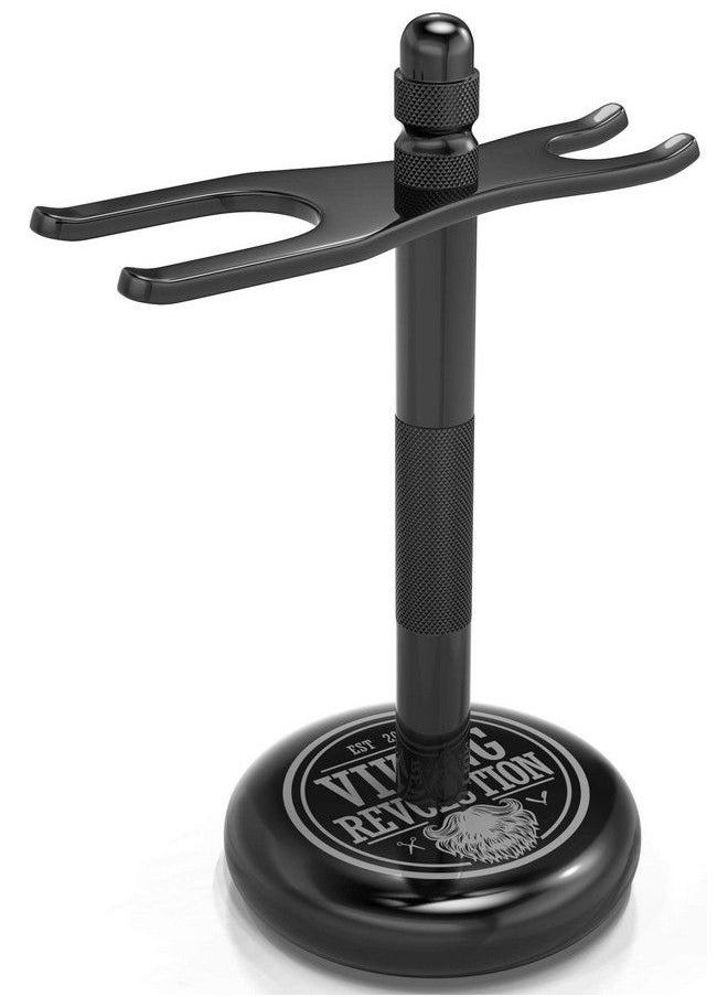 Viking Revolution - Black Safety Razor Stand Razor Holder And Shaving Brush Stand To Prolong The Life Of Your Razor Weighted Bottom For Extra Stability - Image 1