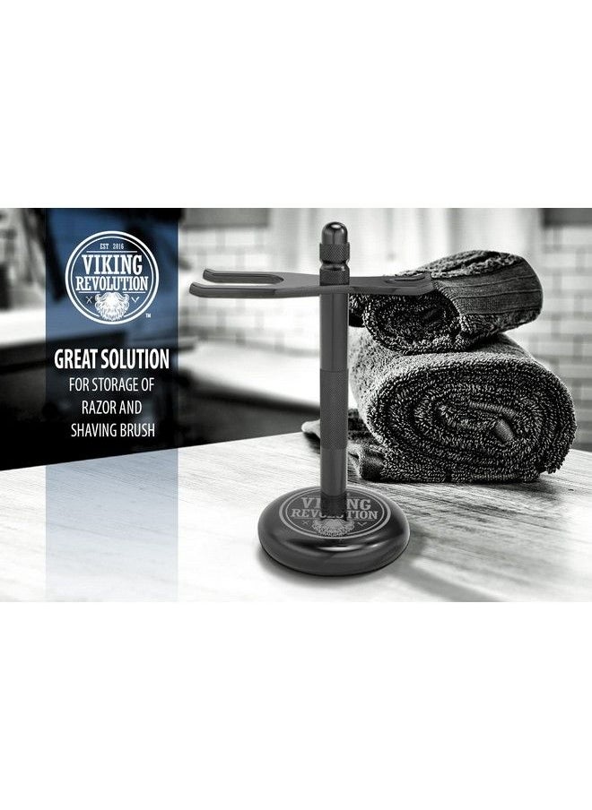 Viking Revolution - Black Safety Razor Stand Razor Holder And Shaving Brush Stand To Prolong The Life Of Your Razor Weighted Bottom For Extra Stability - Image 1