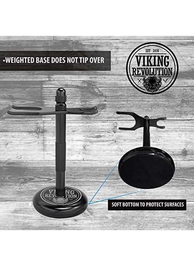 Viking Revolution - Black Safety Razor Stand Razor Holder And Shaving Brush Stand To Prolong The Life Of Your Razor Weighted Bottom For Extra Stability - Image 1