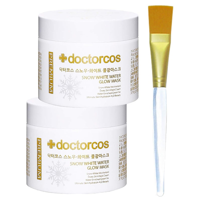DOCTORCOS Snow White Water Glow Mask Cream  Moisturizing Sheet Free Sleeping Pack 2 Original  Brush