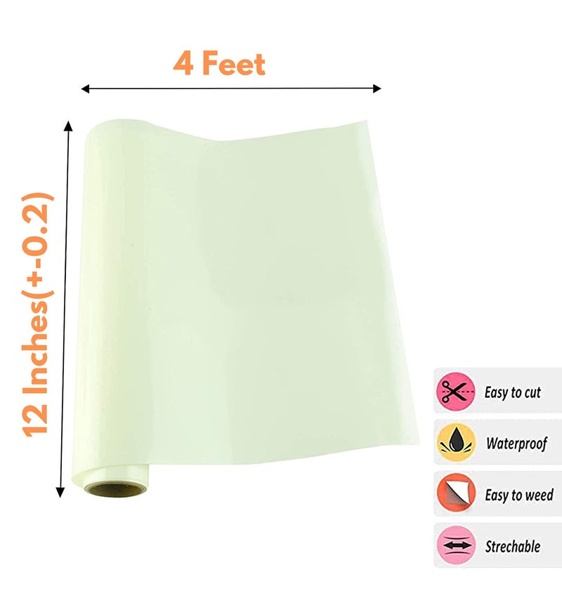 True-Ally Glow in The Dark Vinyl Roll 12'' x 48" inch Luminous Radium Permanent Adhesive Vinyl for DIY Decal Stickers Gifts (1 x 4 Foot (Pack of 1)) - Image 2