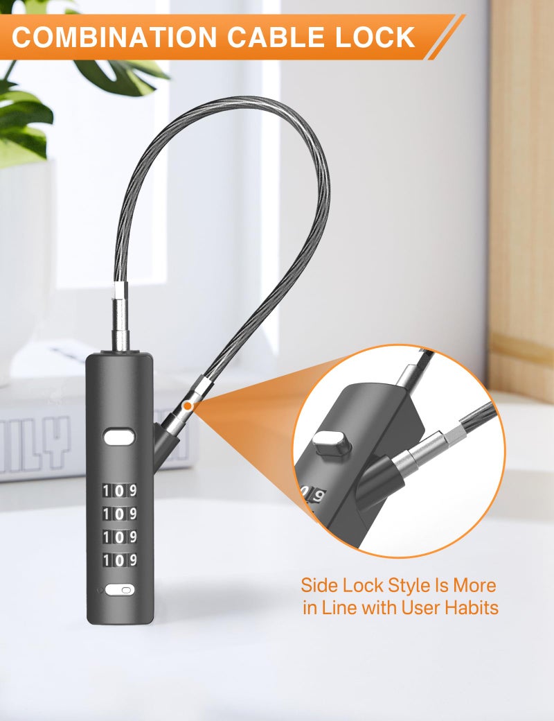 I-EASYDWW 4-Digit Combination Cable Lock with 3 Steel Cables (9"/24"/47") - Secure Reset Only with Current Code - for Bike, Luggage, Gate, Shed, Cabinet - Gun Grey, 1 Pack - Image 5