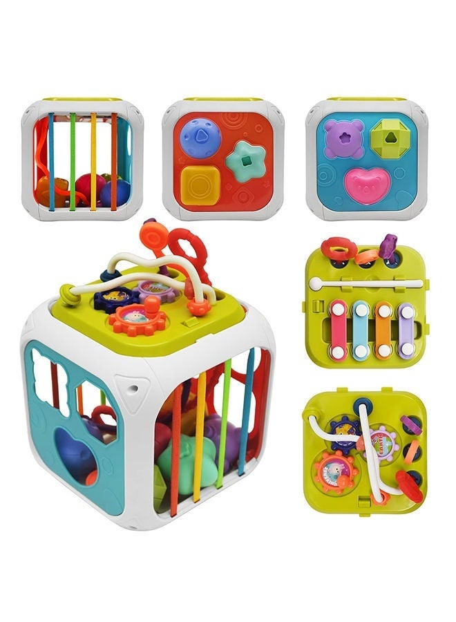 WALALLA Activity Cube for Baby Montessori Toys Sensory Pull String Shape Sorter Baby Toys Baby Gift - Image 1