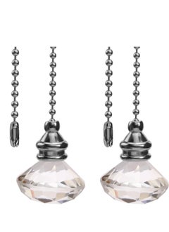 2pcs Ceiling Fan Pull Chains, Light Pull Chain Pull Cord Handle Chain Extension Beaded 30cm Crystal Diamond Pull Chain, for Bathroom Toilet Light, Ceiling Light Fan