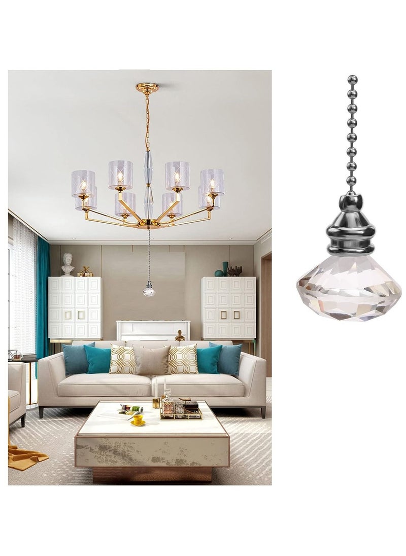 SYOSI - 2pcs Ceiling Fan Pull Chains, Light Pull Chain Pull Cord Handle Chain Extension Beaded 30cm Crystal Diamond Pull Chain, for Bathroom Toilet Light, Ceiling Light Fan - Image 1