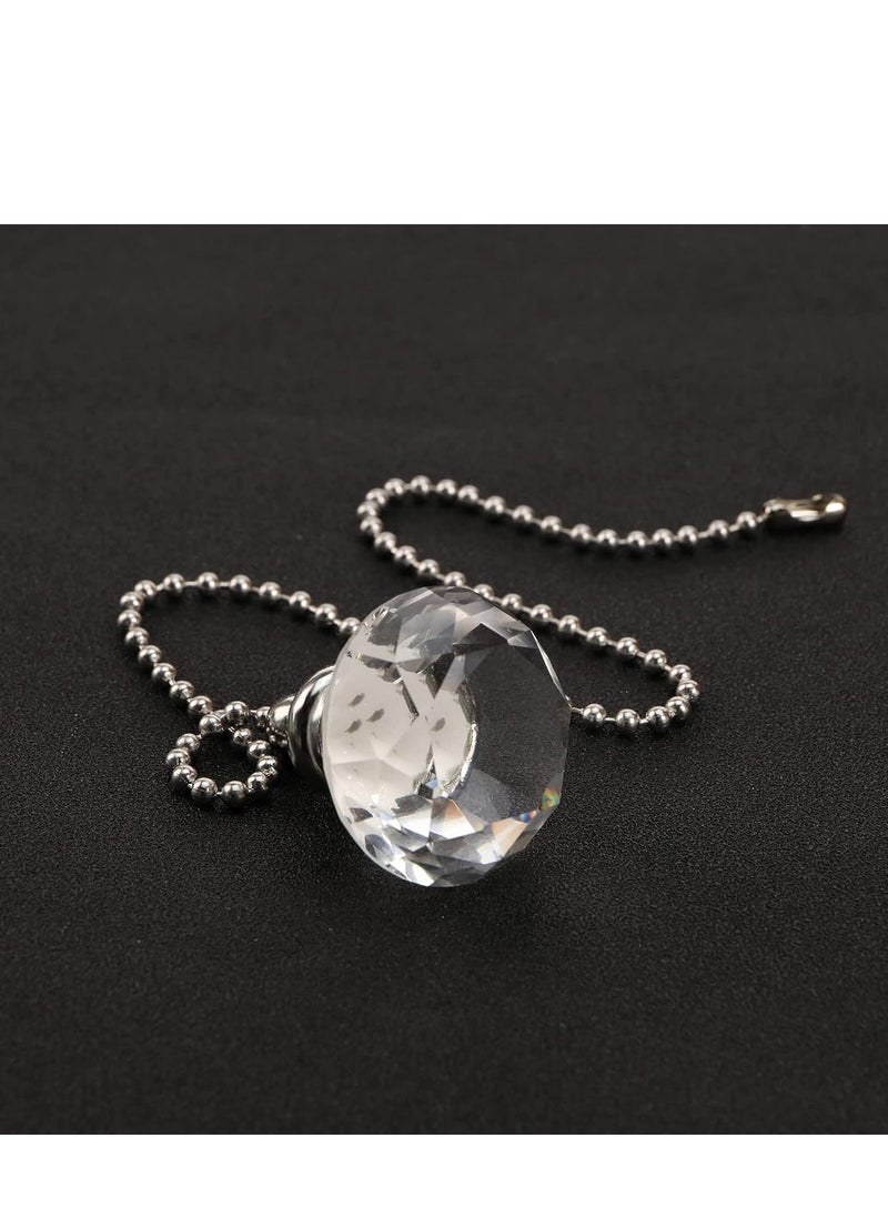 SYOSI - 2pcs Ceiling Fan Pull Chains, Light Pull Chain Pull Cord Handle Chain Extension Beaded 30cm Crystal Diamond Pull Chain, for Bathroom Toilet Light, Ceiling Light Fan - Image 1