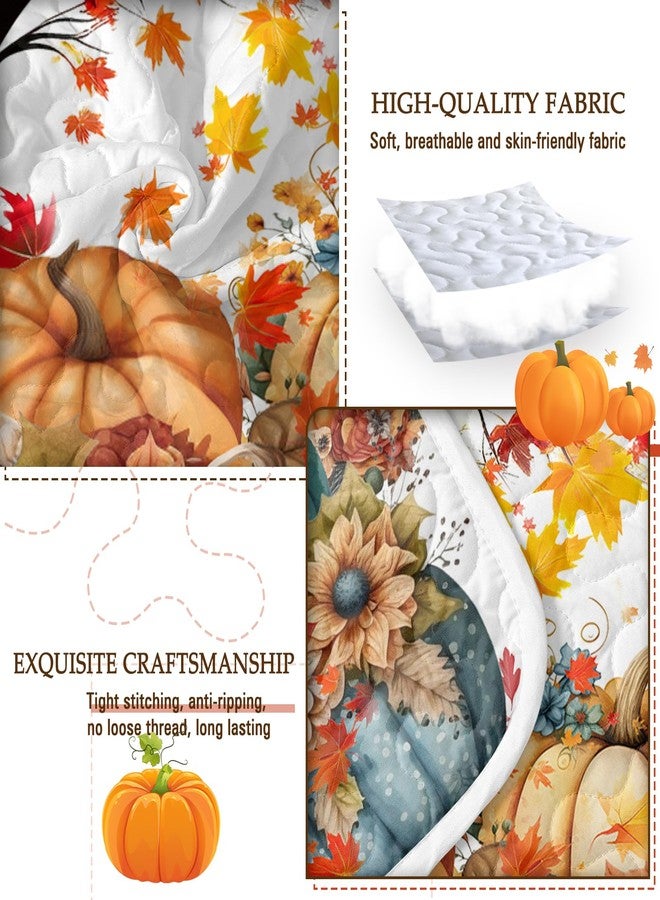 BlessLiving Fall Pattern Quilt Sets with 2 Pillowcases (Pumpkin Flower, King) - Image 4