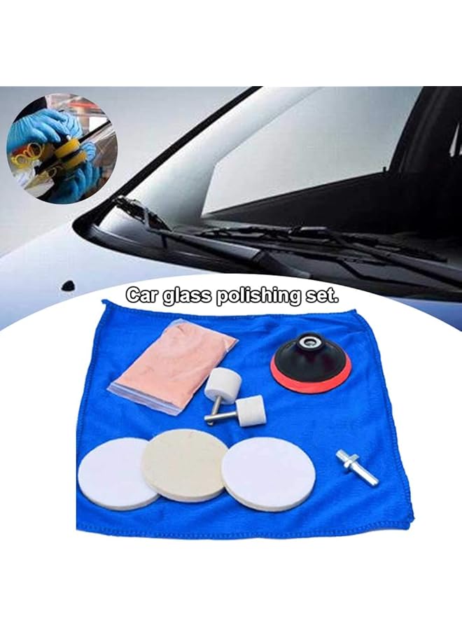 شواي مجموعة تلميع زجاج السيارة، مجموعة إزالة الخدوش من 9 قطع، مزيل خدوش عميقة، مسحوق أكسيد السيريوم، وسادة تلميع، أداة لباد، للزجاج الأمامي والزجاج - Image 2