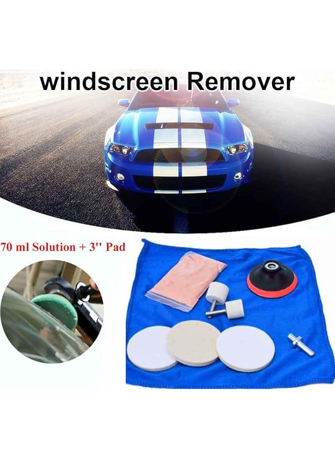 شواي مجموعة تلميع زجاج السيارة، مجموعة إزالة الخدوش من 9 قطع، مزيل خدوش عميقة، مسحوق أكسيد السيريوم، وسادة تلميع، أداة لباد، للزجاج الأمامي والزجاج - Image 3