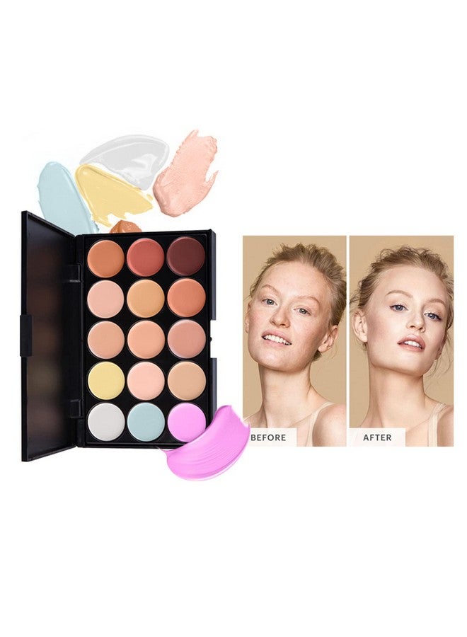 FantasyDay 15 Colors Cream Contour Face Concealer Palette, Fantasyday Long Lasting Full Hydrating Coverage Conceals Corrects Foundation Camouflage Makeup Set For Correcting Dark Circles Acne Blemish + 11 Brush - Image 4