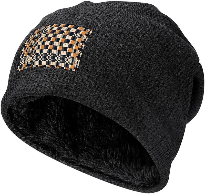 Black Complex Graphics Warm Knitted Beanie Hat For Men And Women Winter Skull Cap - Image 1
