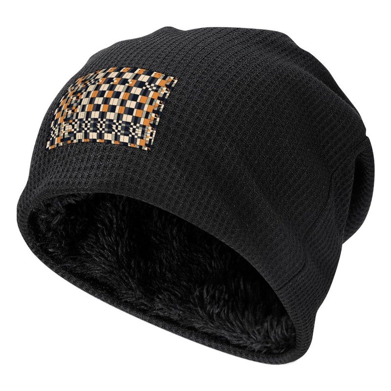 Black Complex Graphics Warm Knitted Beanie Hat For Men And Women Winter Skull Cap - Image 2