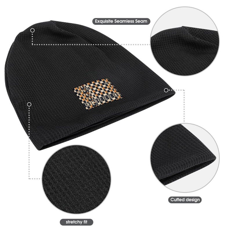 Black Complex Graphics Warm Knitted Beanie Hat For Men And Women Winter Skull Cap - Image 4