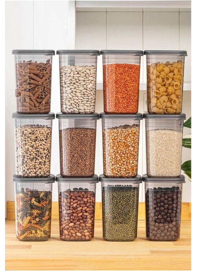 ORGANiZERS - 4 Pack Reusable Food Storage Container with Removable Lid Made of Healthy Plastic 1.3L Capacity - Can Organize Food, Spices, Grains, Nuts - Transparent Grey - Image 1