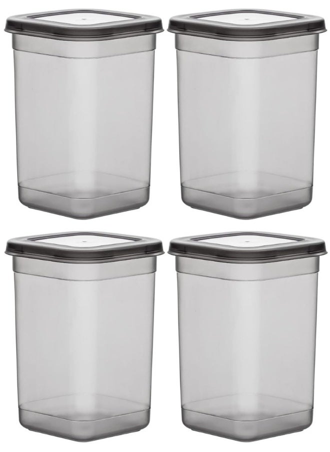 ORGANiZERS - 4 Pack Reusable Food Storage Container with Removable Lid Made of Healthy Plastic 1.3L Capacity - Can Organize Food, Spices, Grains, Nuts - Transparent Grey - Image 1