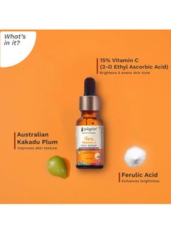 PILGRIM Pilgrim 15% Vitamin C Face Serum For Glowing Skin 20ml | Serum with Vit C, Ferulic acid, and Vit E | Reduces Dark Spots & Evens Skin Tone | Fragrance Free | For Men and Women | All Skin Types  - Image 3