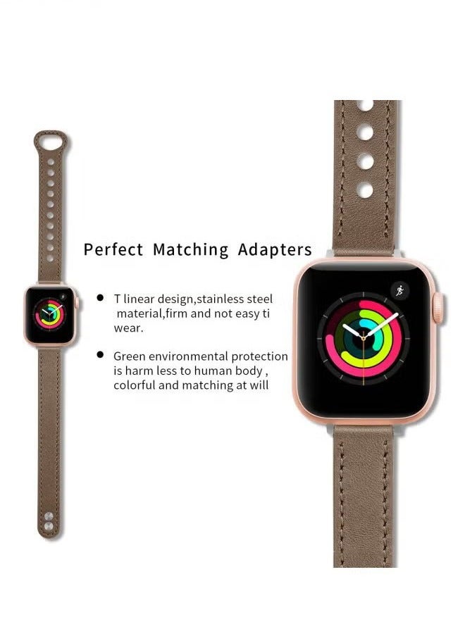 Slim Leather Bands Compatible with Apple Watch Band, 38mm/40mm/41mm, Genuine Leather Wristband, Thin Replacement Strap for iWatch Ultra SE Series 9/8/7/6/5/4/3/2/1  - Image 4