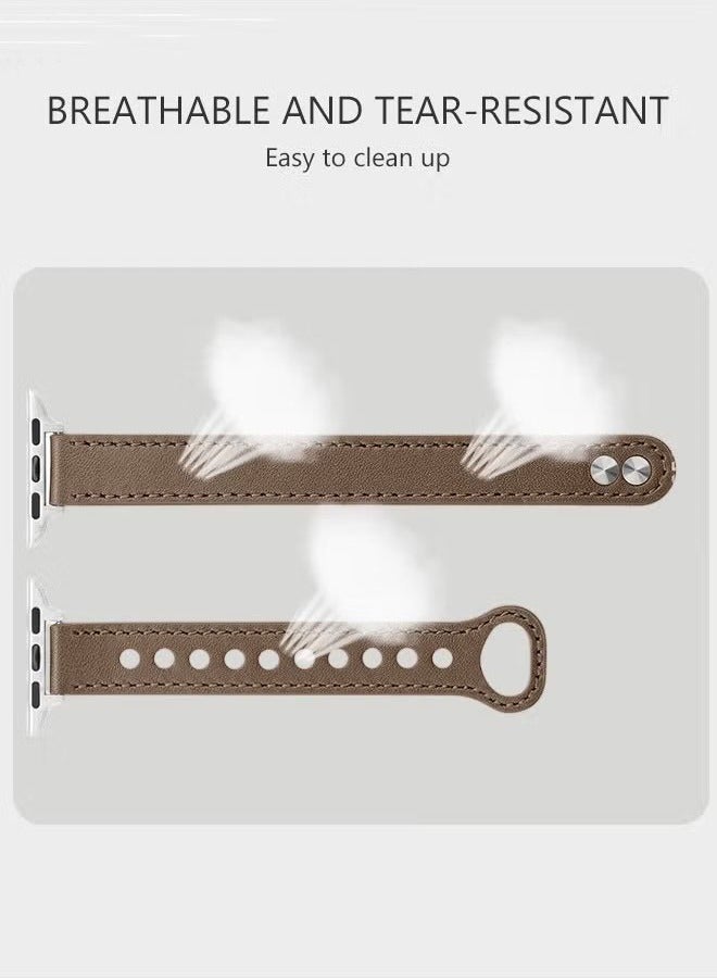 Slim Leather Bands Compatible with Apple Watch Band, 38mm/40mm/41mm, Genuine Leather Wristband, Thin Replacement Strap for iWatch Ultra SE Series 9/8/7/6/5/4/3/2/1