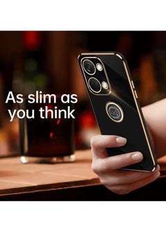 Aookay [1+2] Case for Oneplus Nord 3 5G, with Tempered Glass Screen Protector (2 Pcs), Soft Shockproof Ultra Slim Plated Phone Cover with 360 Degree Ring Holder Kickstand (Black)  - Image 2