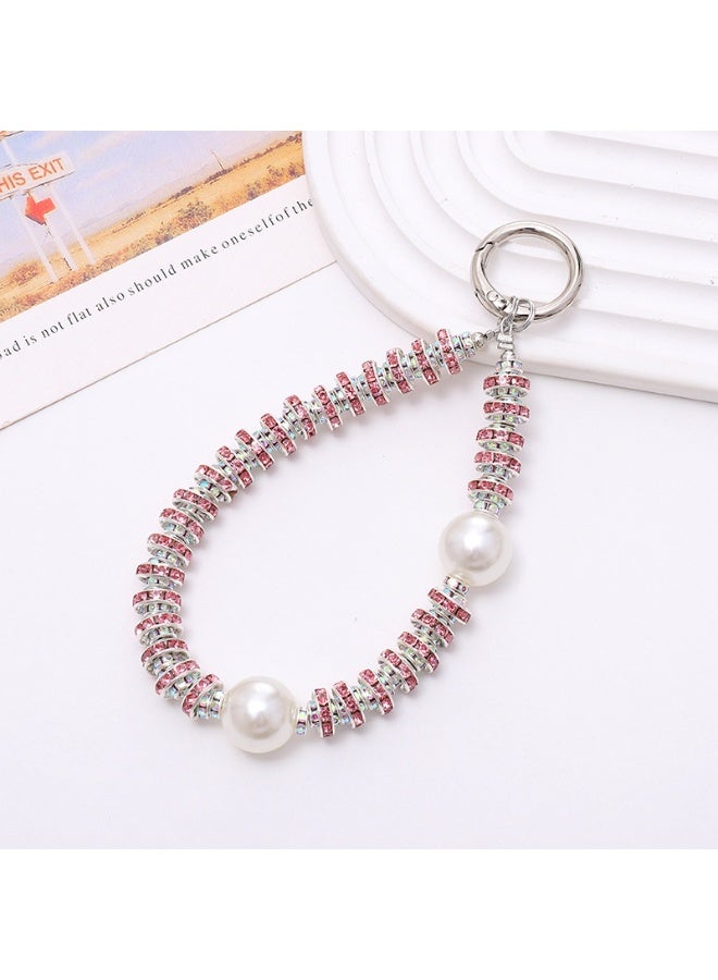 NIBEMINENT Super Cute Beaded Phone Charm – Trendy Phone Chain Wrist Strap, Shining Beads Chain Lanyard for Cell Phone