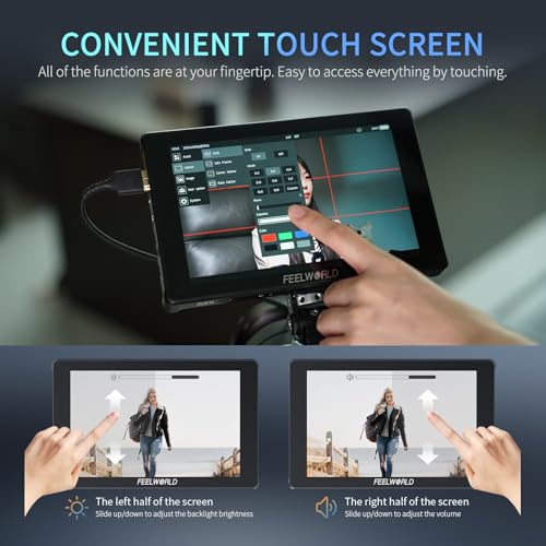 FEELWORLD F7 Plus 7 Inch 1200nit DSLR Camera Field Monitor High Brightness Touch Screen 3D Lut HDR Waveform F970 External Power Install Kit 1920x1200 4K 60Hz HDMI Input and Output - Image 3