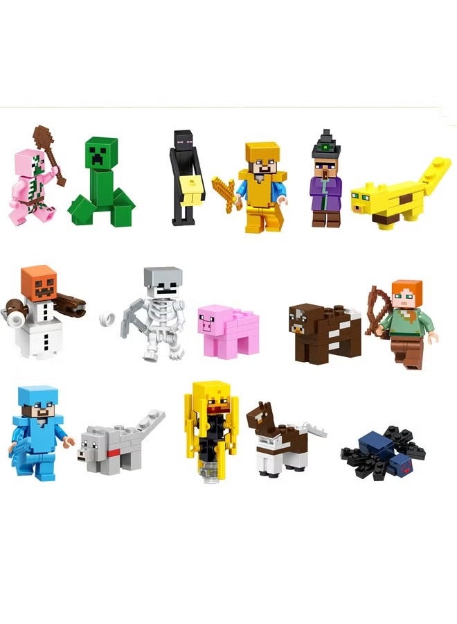 Bukela 16-Pack Minifigure Building Set - Pixel Game Figure Toys - Educational Building Toys for Everyone. - Image 2