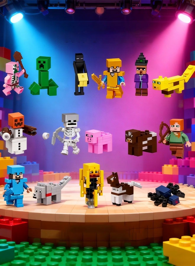 Bukela 16-Pack Minifigure Building Set - Pixel Game Figure Toys - Educational Building Toys for Everyone. - Image 1