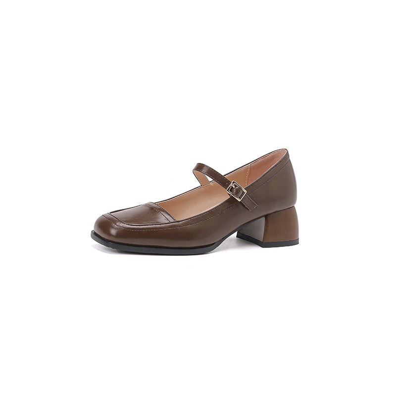 2024 Spring Supply Fashion Heel Women'S Shoes 32-43 Car Stitching Buckle Joker Shallow Mouth Shoes - Image 1