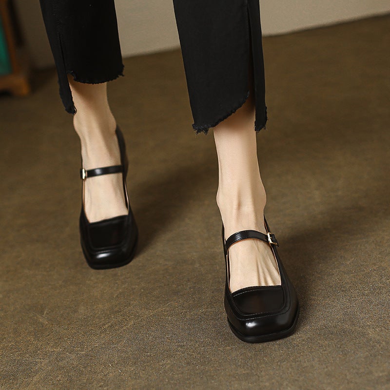 2024 Spring Supply Fashion Heel Women'S Shoes 32-43 Car Stitching Buckle Joker Shallow Mouth Shoes - Image 3