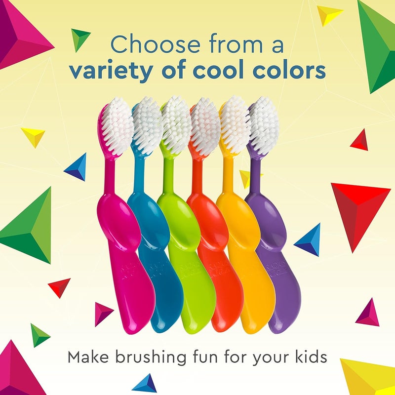 RADIUS Toothbrush Kids Brush Right Hand Assorted Colors 3 Count BPA Free and ADA Accepted Designed for Delicate Teeth and Gums for Children 6 Years and UpMixedKR3 - Image 4